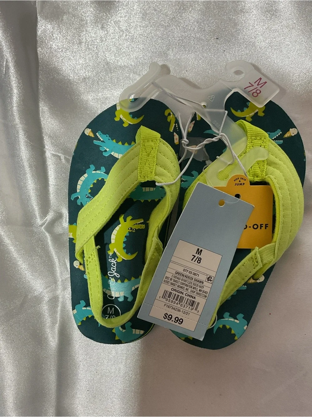 Kids Green Dinosaur Flip Flops - Easy On & Off
